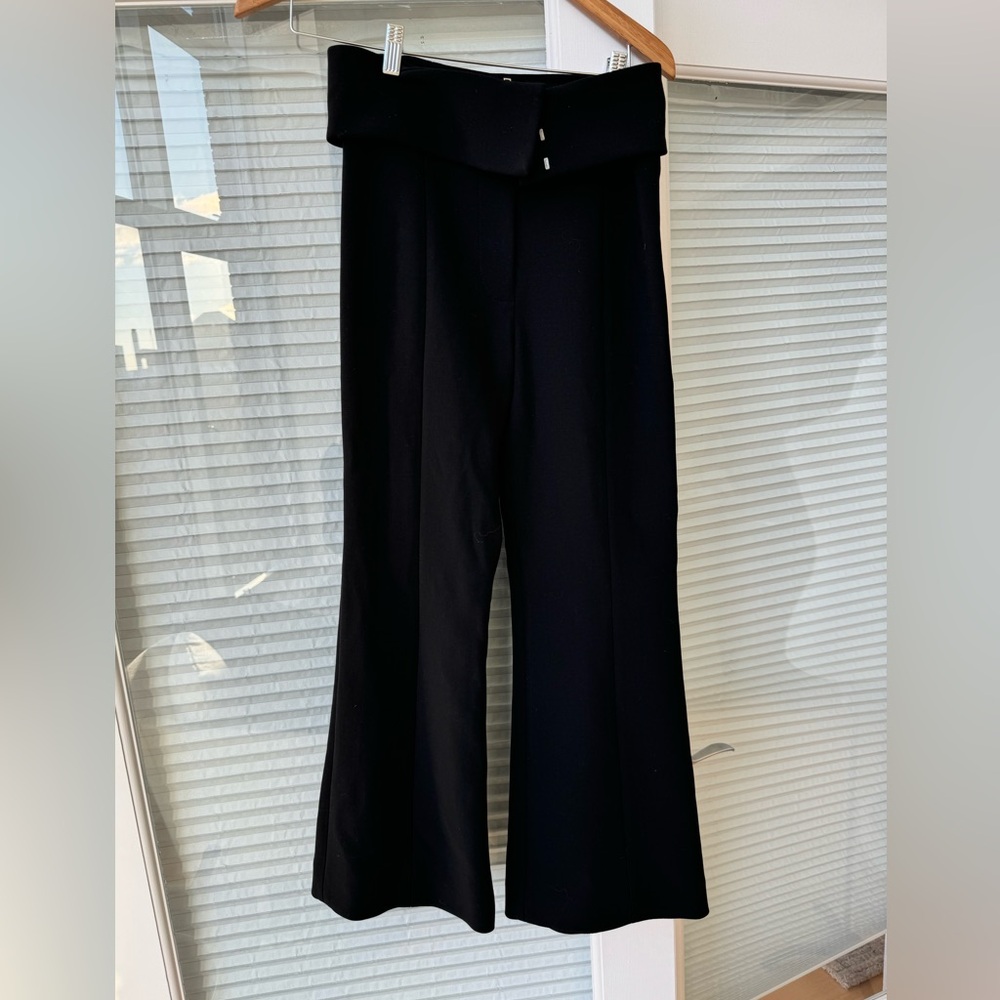 Proenza Schouler Black Fold-Over Waist Boot-Cut Pants